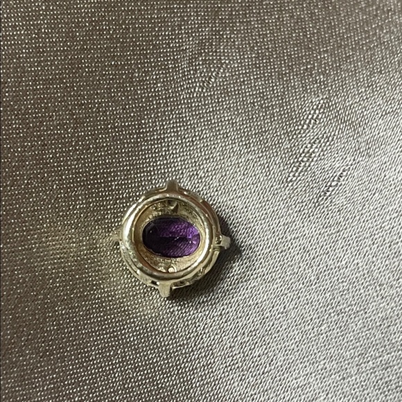 Vintage Solid 14k and Genuine Amethyst Bracelet Slide Charm 7mm - Picture 8 of 8